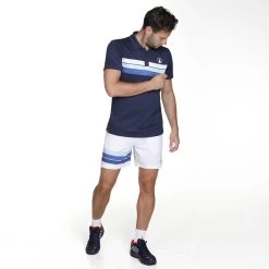 Ocean Block Stripe Smash Shorts Men - White, Blue -Tennis Serie Store 00178000 10