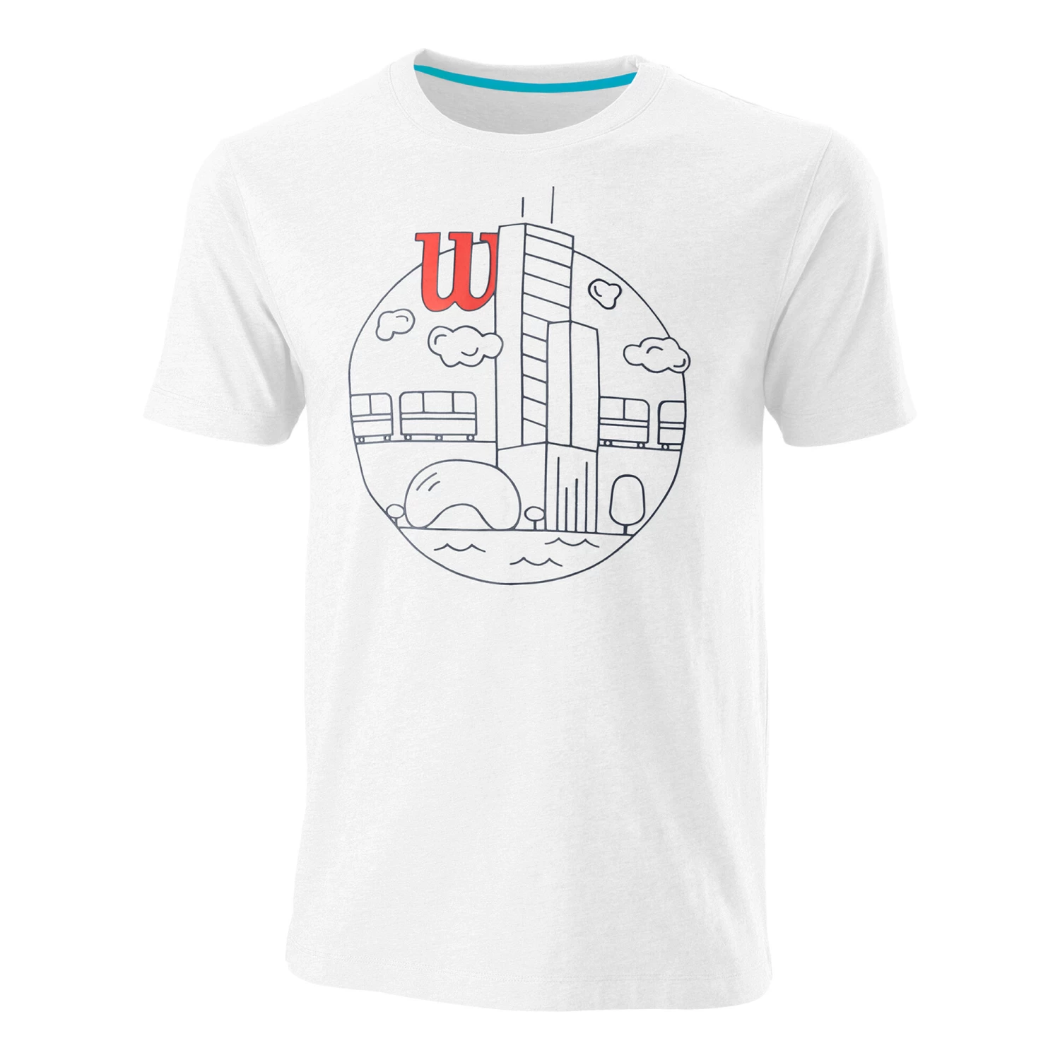 Wilson Chi Skyline CTN Slimfit T-Shirt Men - White, Red 3 Wilson Chi Skyline CTN Slimfit T-Shirt Men - White, Red