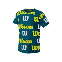 Wilson All Over Logo Tech T-Shirt Boys - Blue, Multicoloured