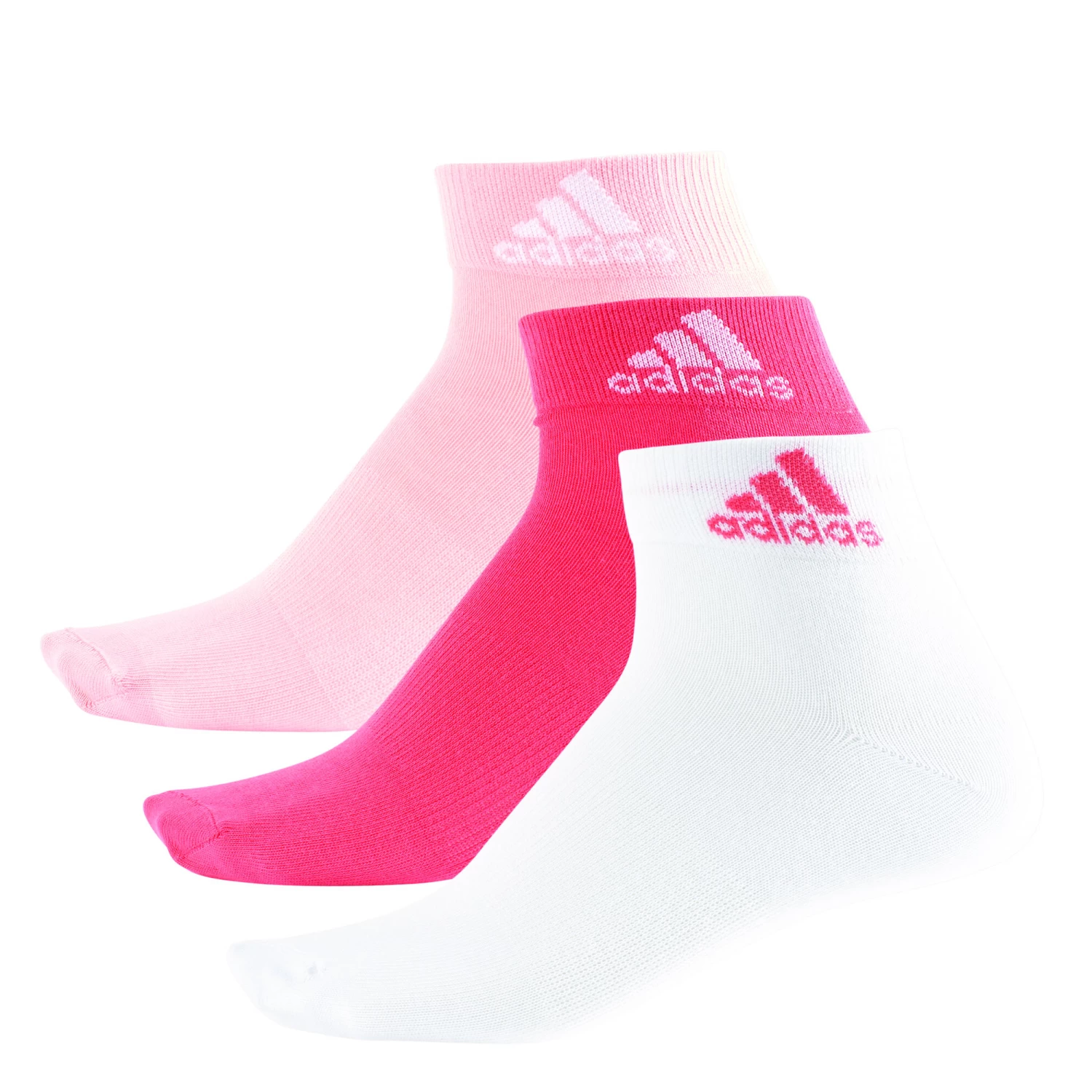 ADIDAS Performance Ankle Thin Sports Socks 3 Pack - Pink, White 3 ADIDAS Performance Ankle Thin Sports Socks 3 Pack - Pink, White