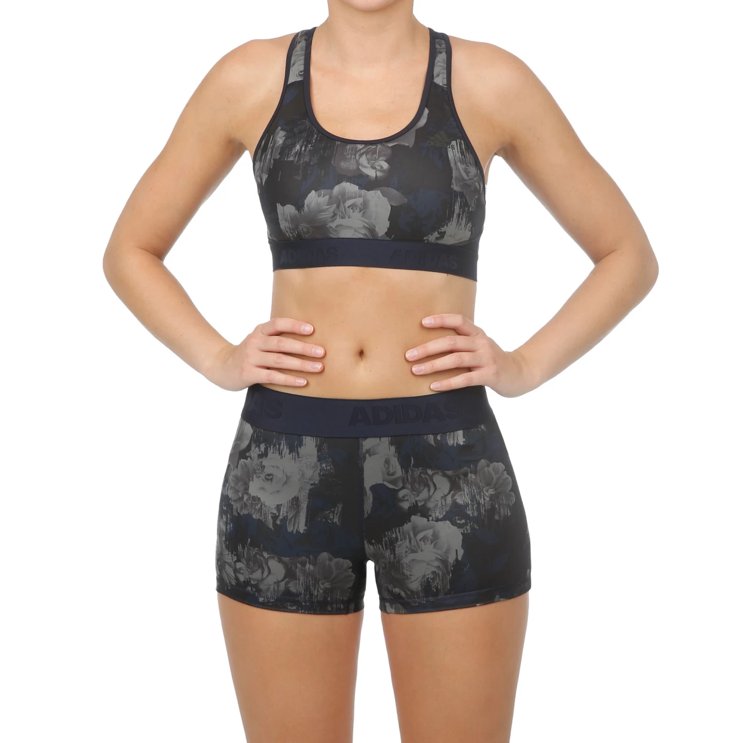 ADIDAS AlphaSkin Sport Floral Print Shorts Women - Dark Blue, Dark Grey 7 ADIDAS AlphaSkin Sport Floral Print Shorts Women - Dark Blue, Dark Grey - Image 5