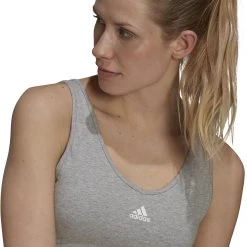 ADIDAS 3 Stripes Crop Sports Bras Women - Lightgrey -Tennis Serie Store 15526000 16