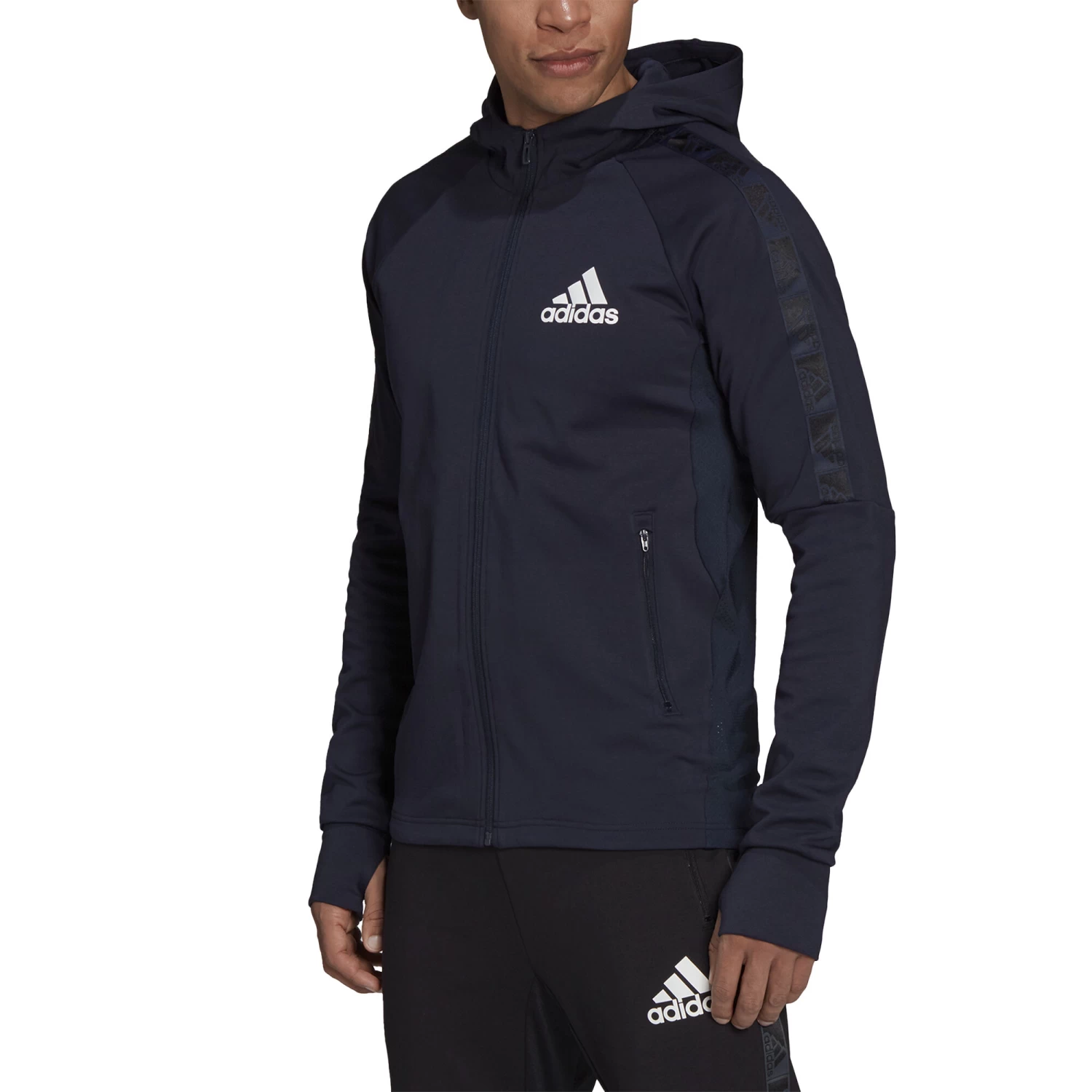 ADIDAS MT Zip Hoodie Men - Dark Blue, White 4 ADIDAS MT Zip Hoodie Men - Dark Blue, White - Image 2