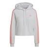 ADIDAS 3-Stripes French Terry Cropped Hoody Women - Lightgrey, Coral