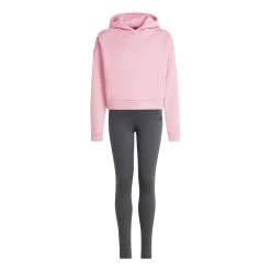 ADIDAS Hooded Fleece Tracksuit Girls - Pink, Dark Grey