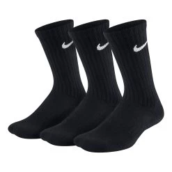 Nike Performance Cushioned Crew Sports Socks 3 Pack Kids - Black, White
