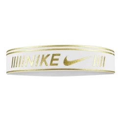 Nike Pro Metallic Headband - White, Gold