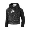 Nike Sportswear Fleece All Over Print Hoody Girls - Black, White -Tennis Serie Store 55401000 000