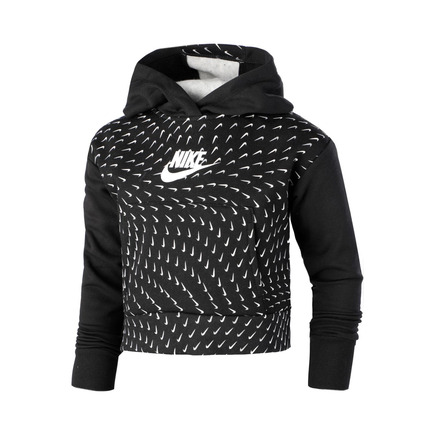 Nike Sportswear Fleece All Over Print Hoody Girls - Black, White 3 Nike Sportswear Fleece All Over Print Hoody Girls - Black, White