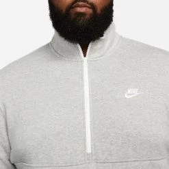 Nike Club Brushed Back Half-Zip Sweatshirt Men - Lightgrey -Tennis Serie Store 55534000 13