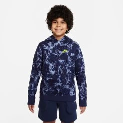 Nike Sportswear Washed All Over Print French Terry Hoody Boys - Blue -Tennis Serie Store 56040000 14