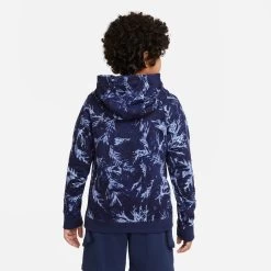 Nike Sportswear Washed All Over Print French Terry Hoody Boys - Blue -Tennis Serie Store 56040000 16